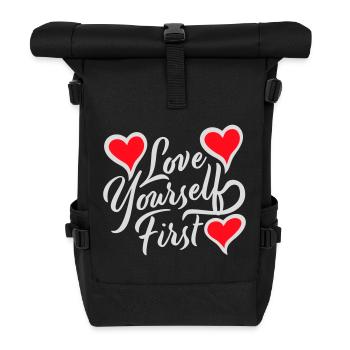 Love Yourself First Self-Love Self-Care - Roll Top Backpack - black - Front