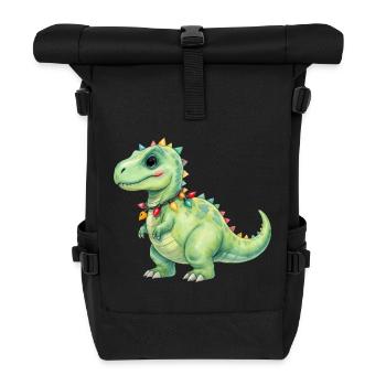 Colorful dinosaur with fairy lights - Roll Top Backpack - black - Front