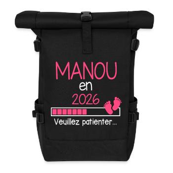 Manou en 2026 Cadeau Annonce Future Grand-Mère - Sac à dos roll top - noir - Devant