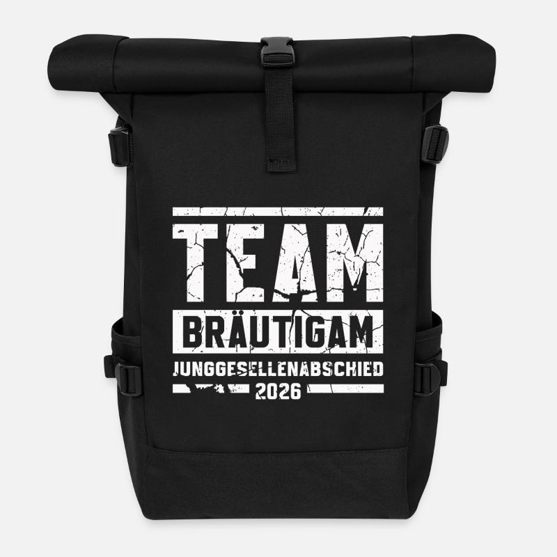 JGA 2026 Team_Bräutigam Junggesellenabschied - Rolltop Rucksack - Schwarz