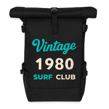 Vintage 1980 Surf Club Retro Geburtsjahr Geschenk - Rolltop Rucksack - Schwarz - Vorne
