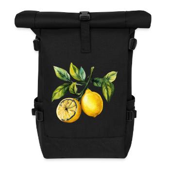 Zitronen Zitrus Zitrusfrucht Frucht Aquarell - Rolltop Rucksack - Schwarz - Vorne