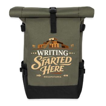 Ancient Mesopotamia, Sumerian - Roll Top Backpack - olive/black - Front