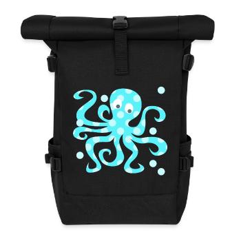 Octopus Squid Dots Dots Comic Sea Animal - Roll Top Backpack - black - Front