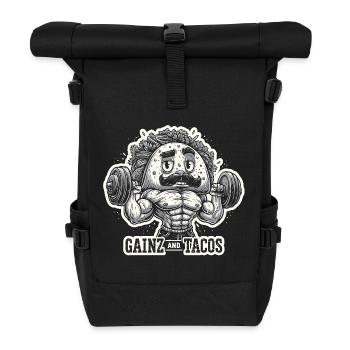 Gains and Tacos Avocado - Rolltop Rucksack - Schwarz - Vorne
