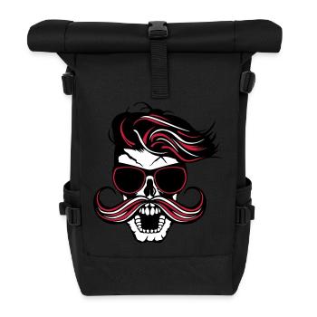 tete de mort hipster fantaisie punk coiffure moust - Roll Top Backpack - black - Front