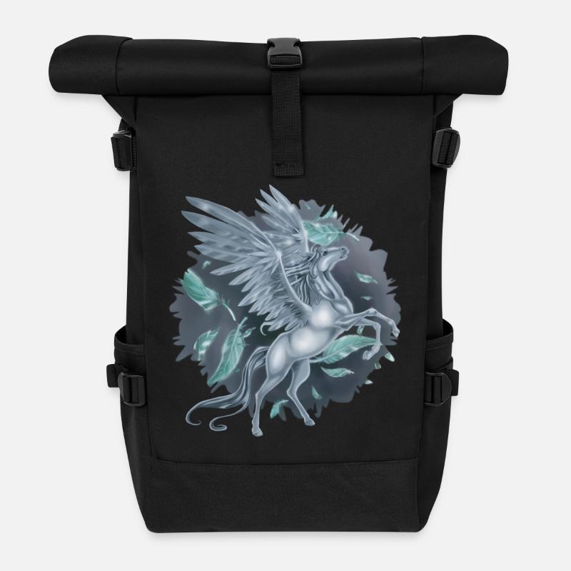 Pegasus mit „Stain“ Hintergrund - Rolltop Rucksack - Schwarz
