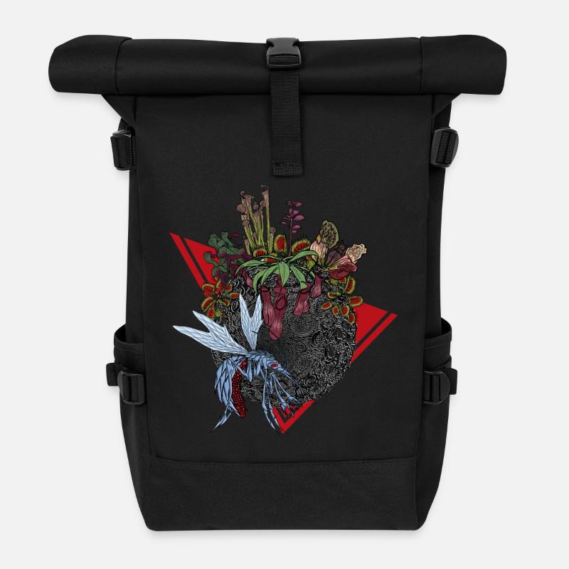 Planet der Fleischfressenden Pflanzen in Farbe - Rolltop Rucksack - Schwarz