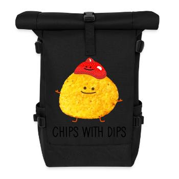 Chips mit Dips - Rolltop Rucksack - Schwarz - Vorne