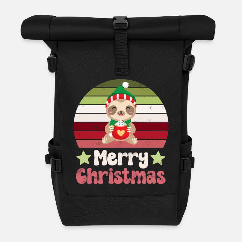 Faultier Weihnachten - Rolltop Rucksack - Schwarz