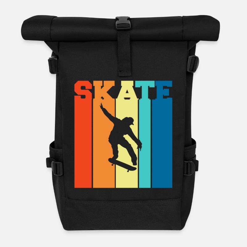 skateboarding, skateboarding, skateboarding - Roll Top Backpack - black