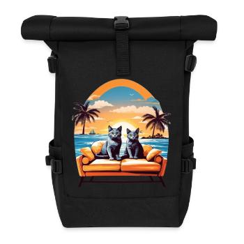 Chats au bord de la mer - Sac à dos roll top - noir - Devant