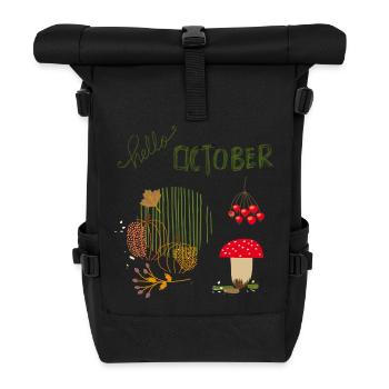 October Autumn - Roll Top Backpack - black - Front