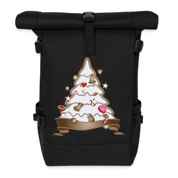 beautiful gingerbread christmas tree for christmas - Roll Top Backpack - black - Front