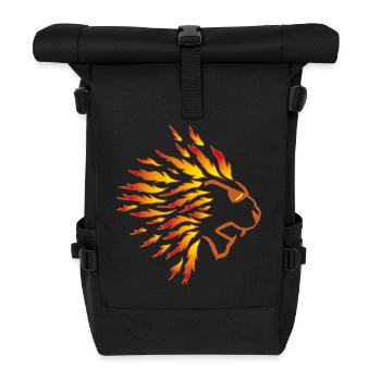 Löwe und Flammen - Rolltop Rucksack - Schwarz - Vorne