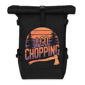 Holzfäller Holz hacken Baumfäller - Rolltop Rucksack - Schwarz - Vorne