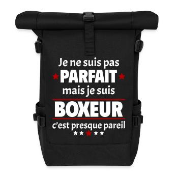 Pas parfait mais boxeur, fête des pères, noël - Sac à dos roll top - noir - Devant