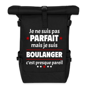 Pas parfait mais boulanger, fête des pères, noël - Sac à dos roll top - noir - Devant