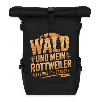 Wald und mein Rottweiler - Rolltop Rucksack - Schwarz - Vorne