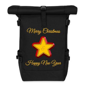 Festive poinsettia decoration - Roll Top Backpack - black - Front