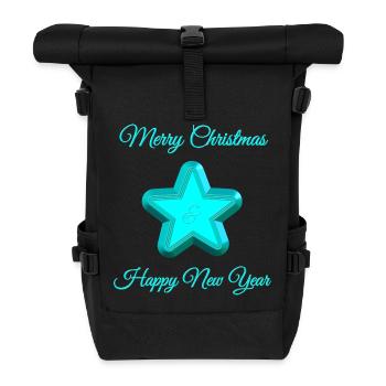 Shining star with Christmas greeting - Roll Top Backpack - black - Front