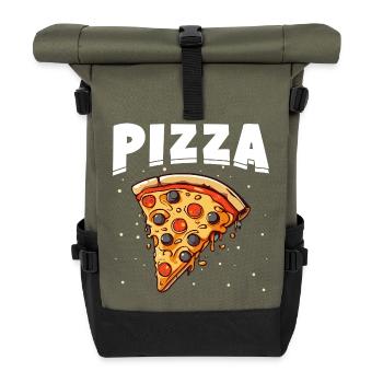 Tranche de pizza avec garnitures noires et rouges - Sac à dos roll top - olive/noir - Devant