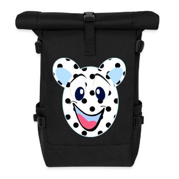 Blauer lachender Bär mit Punkten - Rolltop Rucksack - Schwarz - Vorne