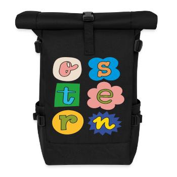 Colorful Easter Letters - Roll Top Backpack - black - Front