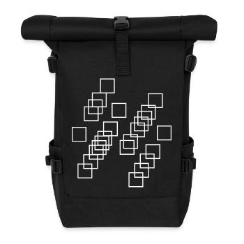 Diagonales quadratisches Gitter - Rolltop Rucksack - Schwarz - Vorne