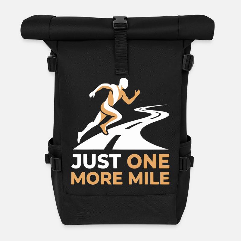 Just One More Mile Running Motif - Roll Top Backpack - black