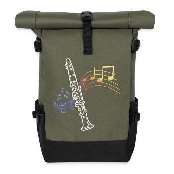 Clarinet Sheet Music Clarinetist Musician - Roll Top Backpack - olive/black - Front