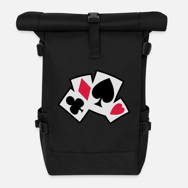 pokerkarten - Rolltop Rucksack - Schwarz