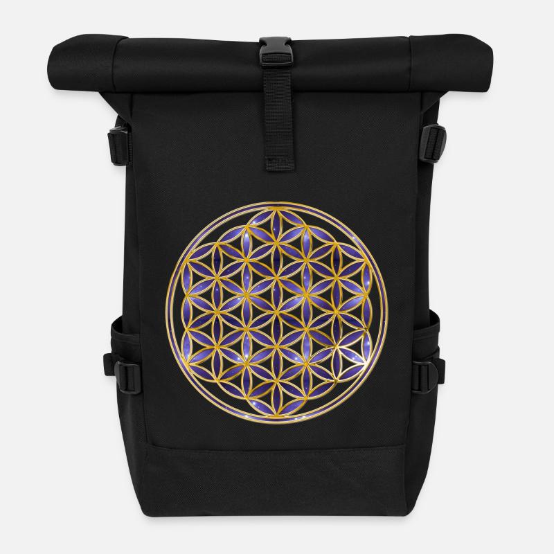 Flower of Life - Universe - Rolltop Rucksack - Schwarz
