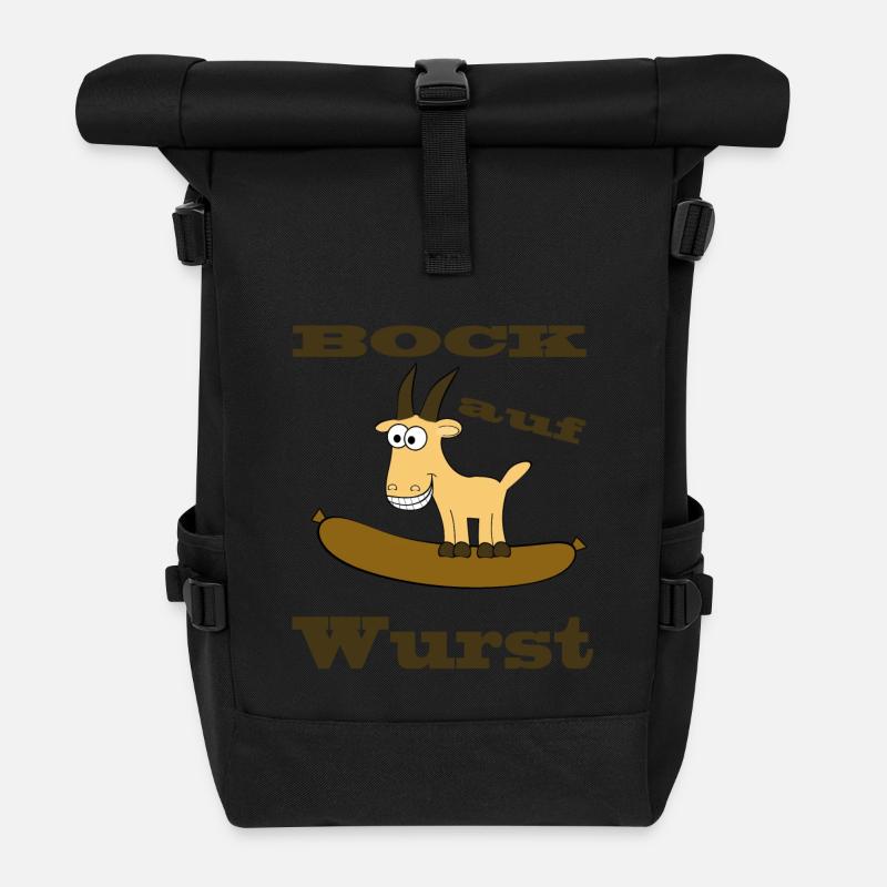Comic Bock - Bock auf Wurst - Rolltop Rucksack - Schwarz