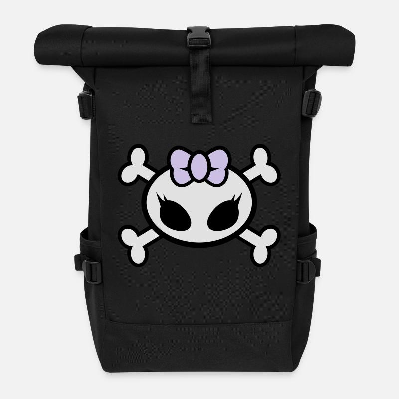 skul kitty - Rolltop Rucksack - Schwarz