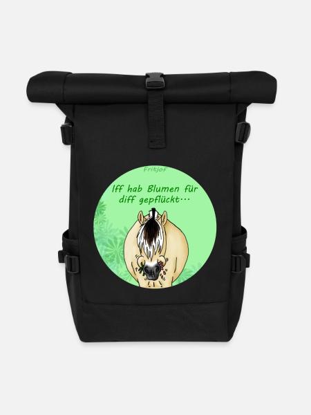 Blumen - Rolltop Rucksack - Schwarz