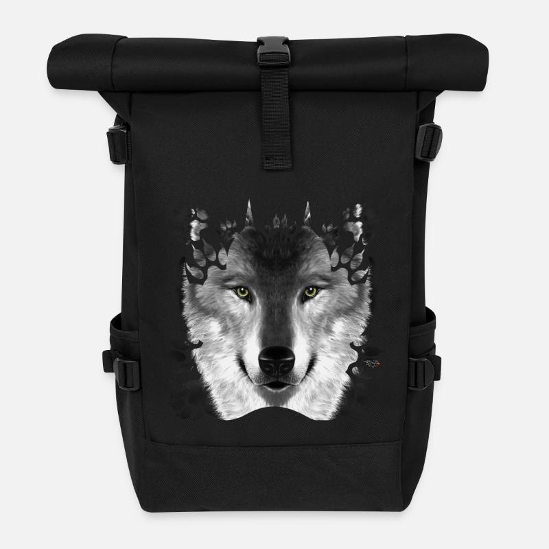Wolf - Rolltop Rucksack - Schwarz