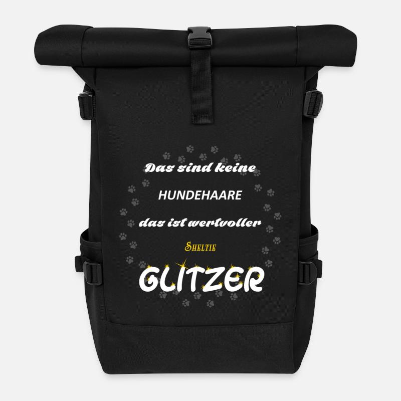 Sheltie Glitzer 4k4qg - Rolltop Rucksack - Schwarz