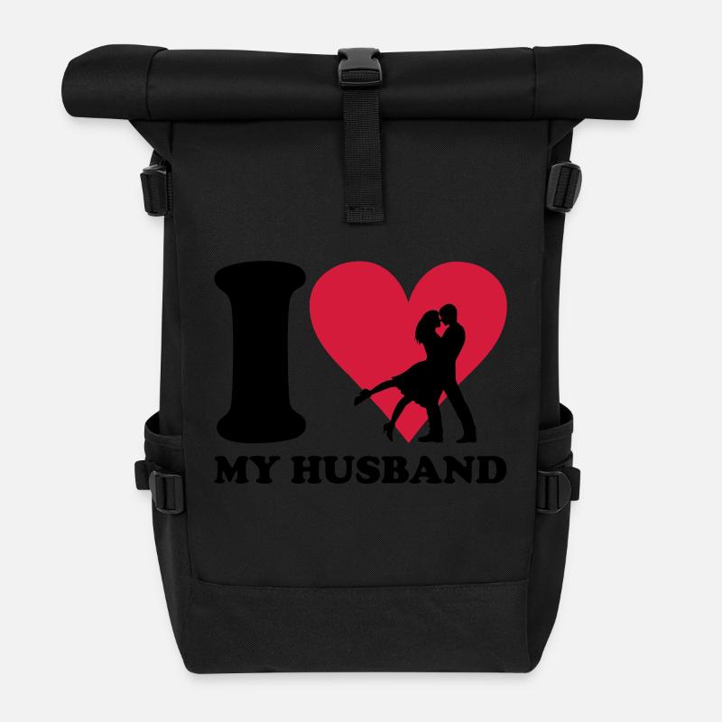 I love my Husband - Rolltop Rucksack - Schwarz