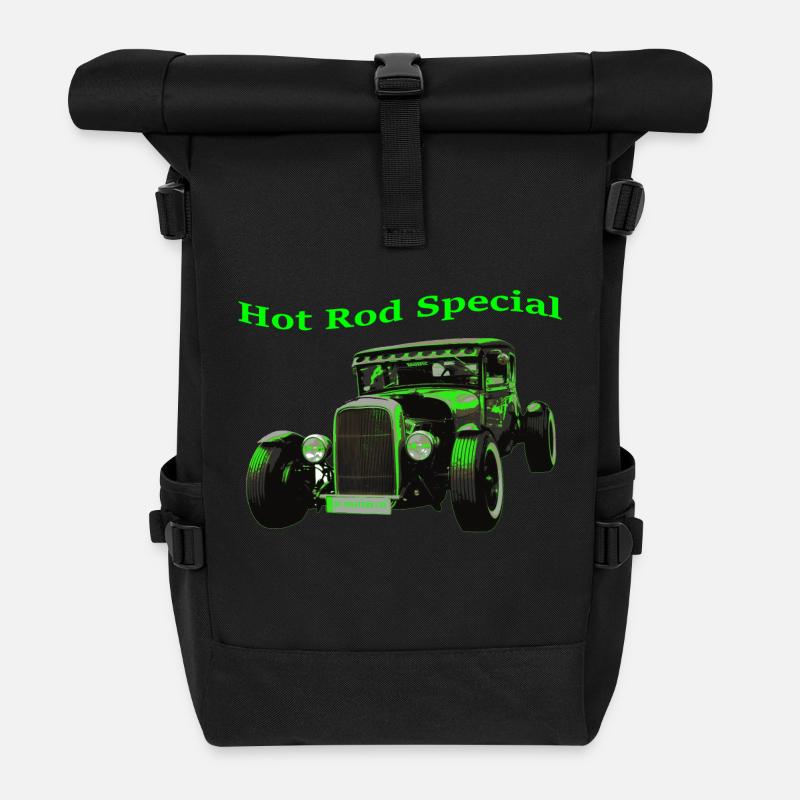 Hot Rod - Rolltop Rucksack - Schwarz