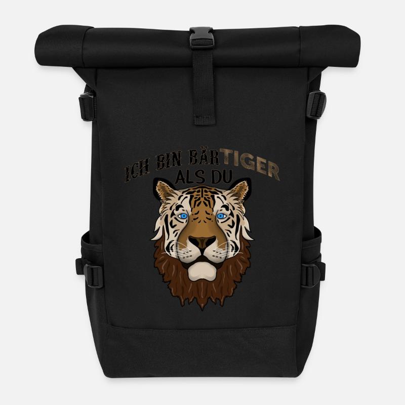 Ich bin BärTiger als du - Rolltop Rucksack - Schwarz
