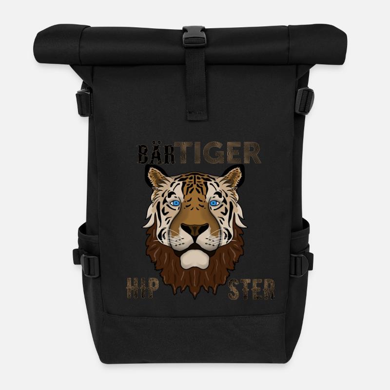 BärTiger Hipster - Rolltop Rucksack - Schwarz