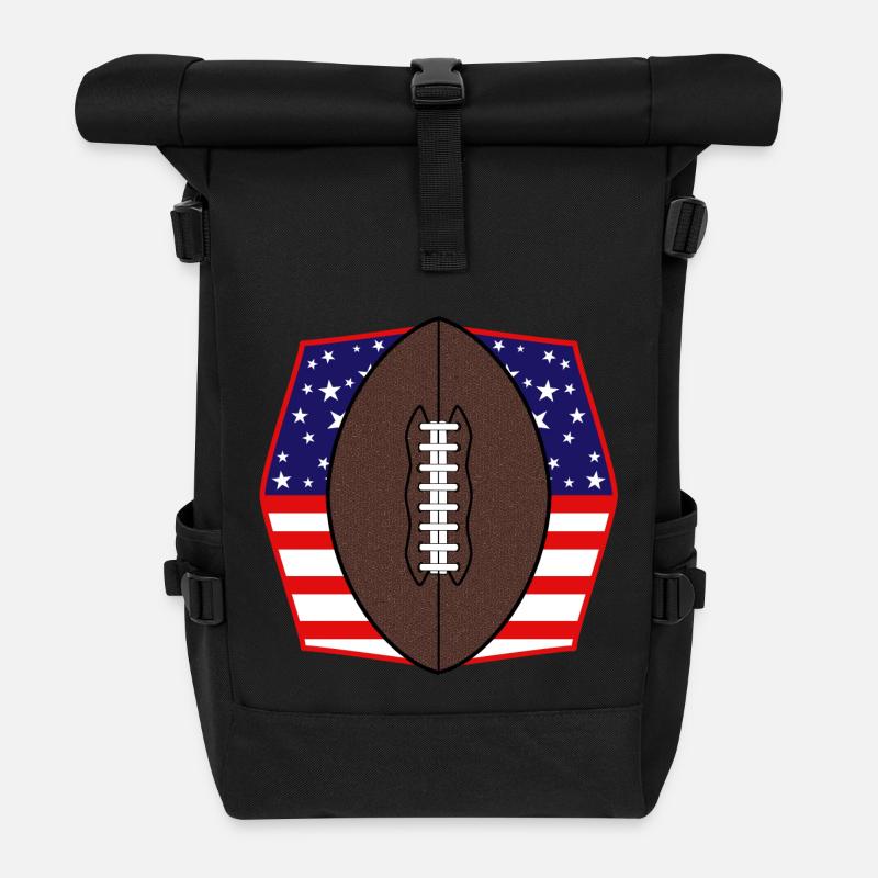 American Football - Rolltop Rucksack - Schwarz