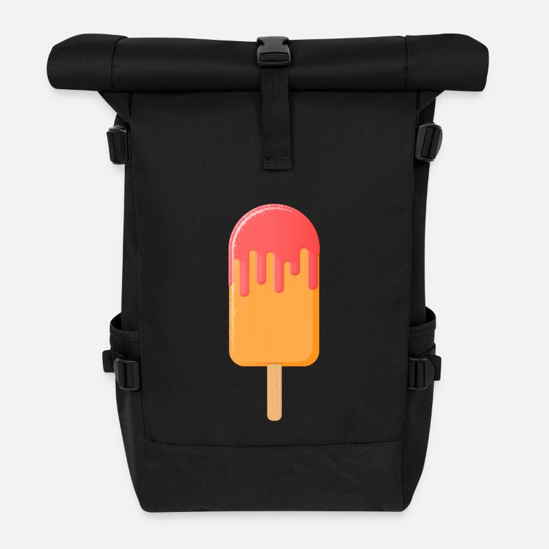 Ice cream on the stick 001 AllroundDesigns - Roll Top Backpack - black