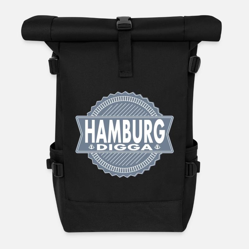 HAMBURG DIGGA - Rolltop Rucksack - Schwarz