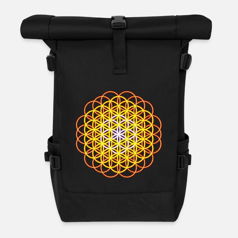 Blume des Lebens - Flower of Life - Rolltop Rucksack - Schwarz