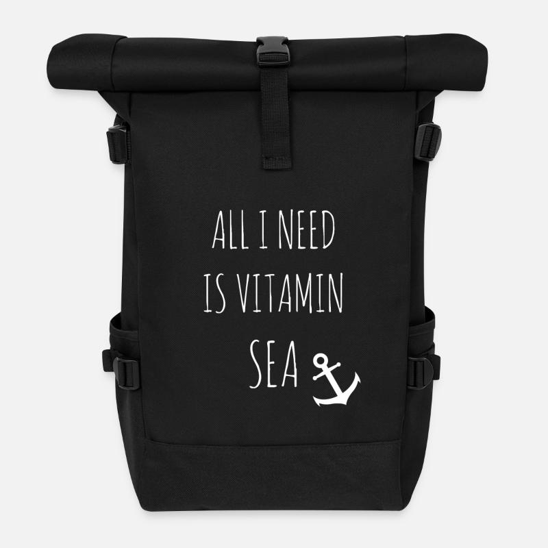 All I Need Is Vitamin Sea - Roll Top Backpack - black