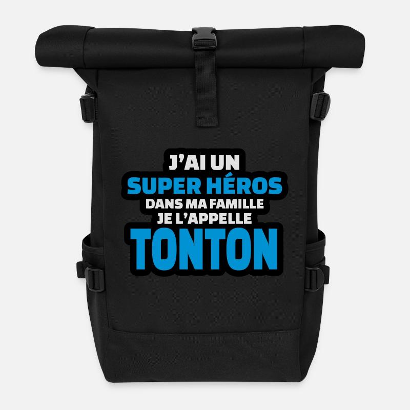 j'ai un super héros dans ma famille tonton - Sac à dos roll top - noir