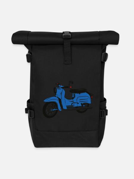 Simson Schwalbe blau - Rolltop Rucksack - Schwarz