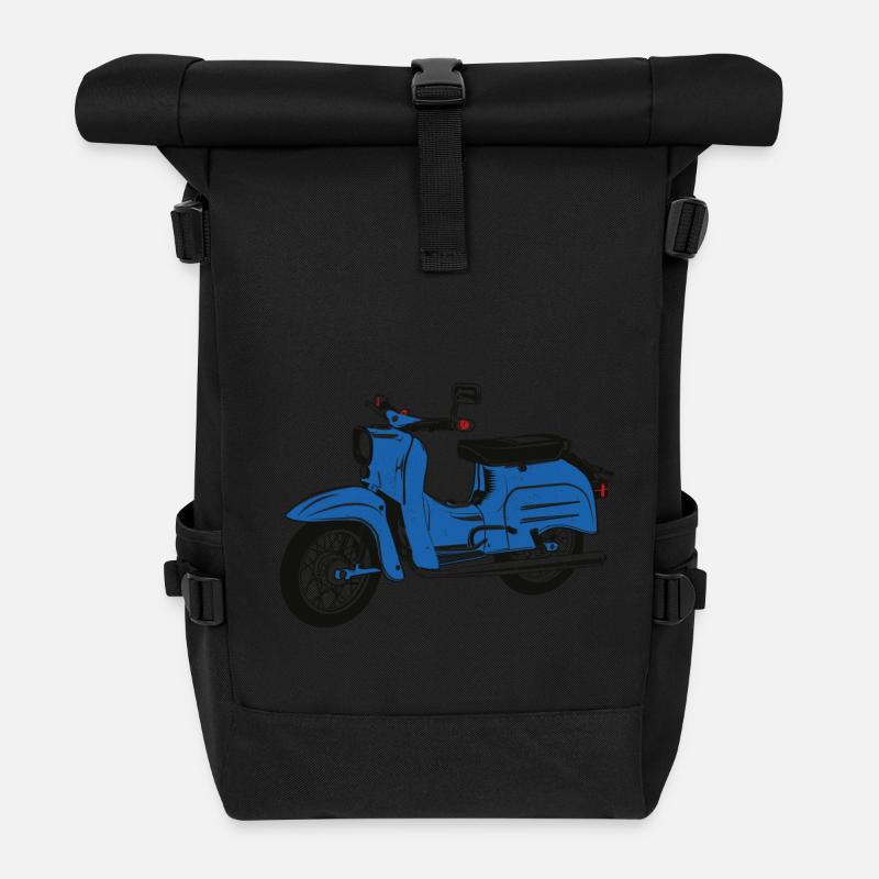 Simson Schwalbe blau - Rolltop Rucksack - Schwarz